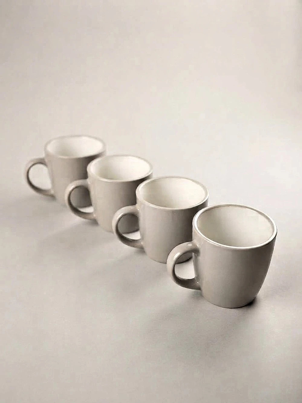 Set of 4 Grey Matte Ceramic Mugs